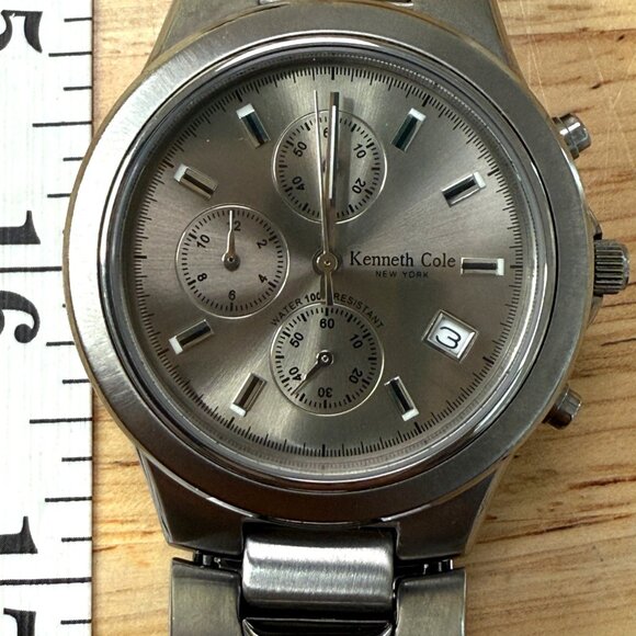 Kenneth Cole Mens Stainless Steel Chronograph Watch Silver Dial Date NOT TESTED - Picture 2 of 15